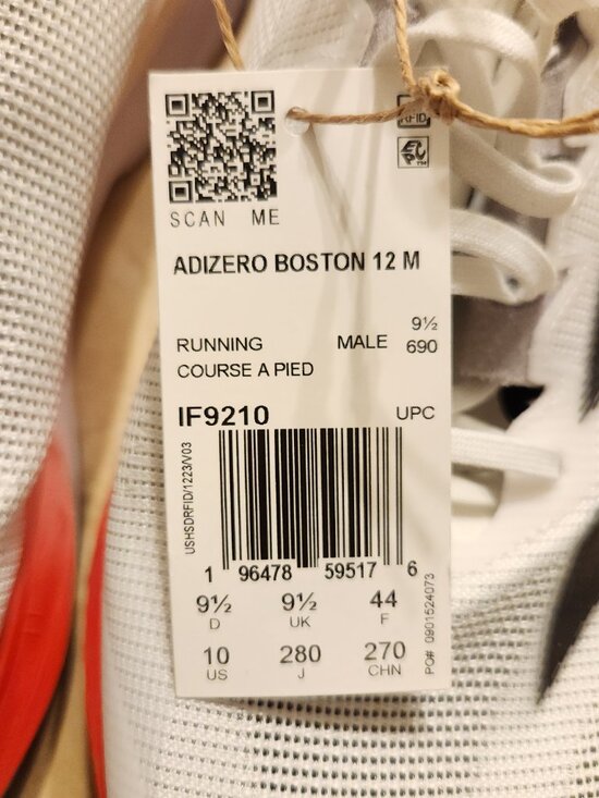 Adidas Adizero Boston 12 Men Running Shoe White Aurora Solar Red IF9210 SZ 10 US main image 12
